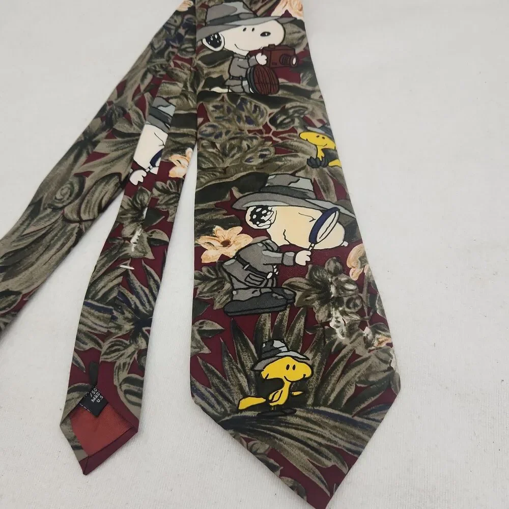 Tie Peanuts Jungle Joe Silk Necktie Snoopy Woodstock Safari 1965 Vintage